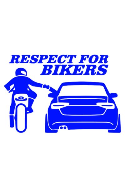 OEM Autocolant decorativ auto  "Respect pentru motocicliști ", 10cm, Albastru