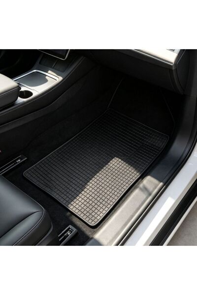 KMT Covor auto universal negru cu grilă, covor de podea pentru mașină, imperm...