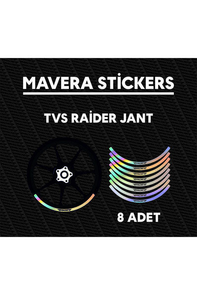 Mavera Stickers ملصق شريط حافة العجلة المكتوب عليه Radier لـ TVS Raider (8 قطع)