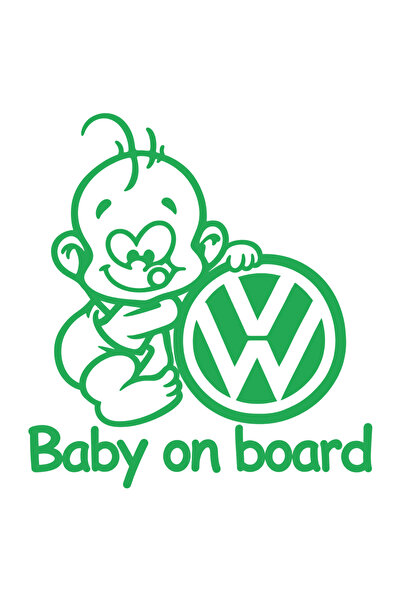 Oracal Autocolant Volkswagen Baby on Board – Baby on Board VW - 15cm, Verde