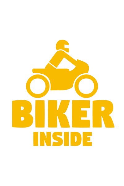 OEM Autocolant decorativ auto  "biker inside ", 10cm, Portocaliu