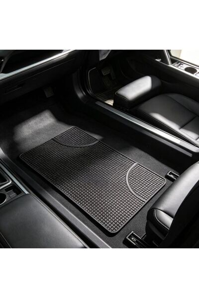 KMT Covor auto universal negru cu grilă, covor de podea din cauciuc, impermea...