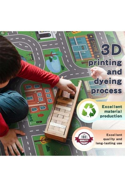 HQ-GAMING Kids Rug Carpet, Play Mat for Baby Boys Girls, City Life Road Traffic Playroom Rug for Playing Cars Toys, Non-Slip Map, Educational Nursery Rug for Children (120×160cm/47×63in)