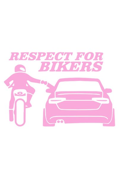 OEM Autocolant decorativ auto 'Respect pentru motocicliști', 10cm, Roz