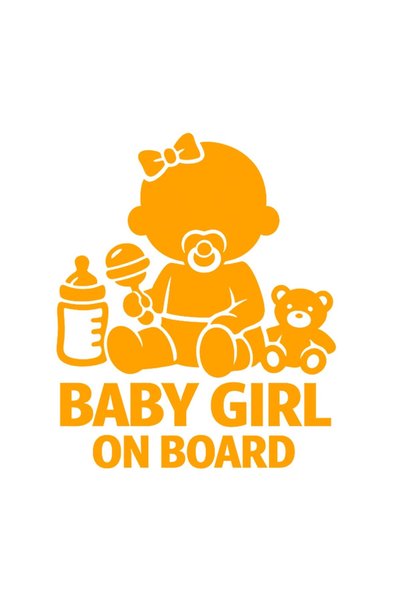 OEM Autocolant decorativ auto  "Fetiță la bord ", model 9, 10cm, Portocaliu