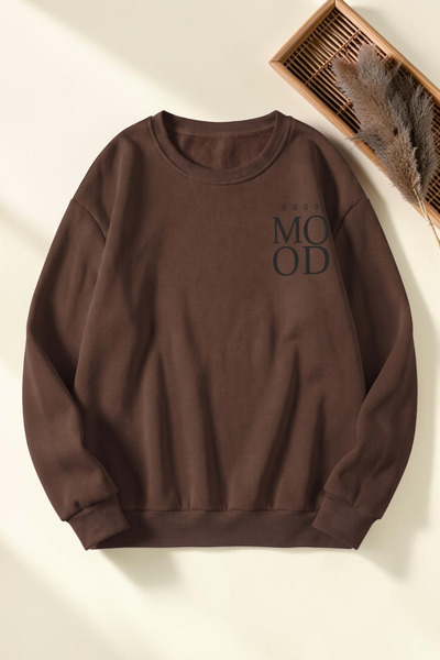 uyguntarz Unisex Good Mood Printed Crew Neck Sweatshirt