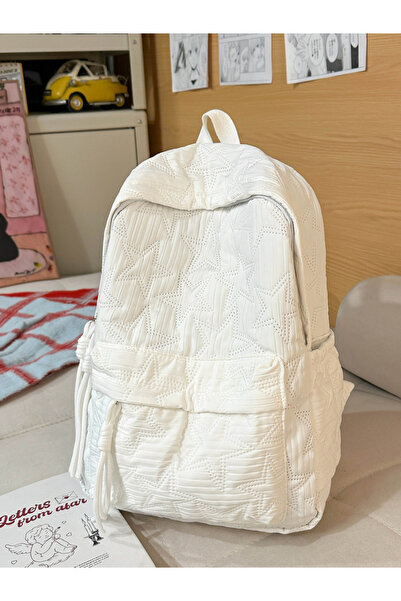 Take Two By Styli White Star Quilted Backpack
