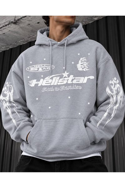 HAI COLLECTİON سويت شيرت رجالي بطباعة جرافيك بثلاثة خيوط وجيوب كانجارو، هودي ...