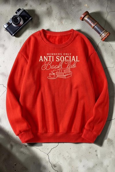 uyguntarz Hanorac unisex cu imprimeu Anti Social, cu guler rotund