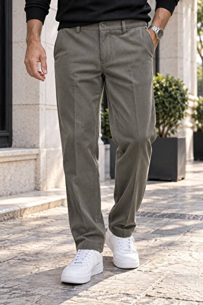 NTJ NAVTEX JEANS NTJ NAVTEX JNS | Kadife Erkek Pantolon Açık Haki Polarlı Esn...