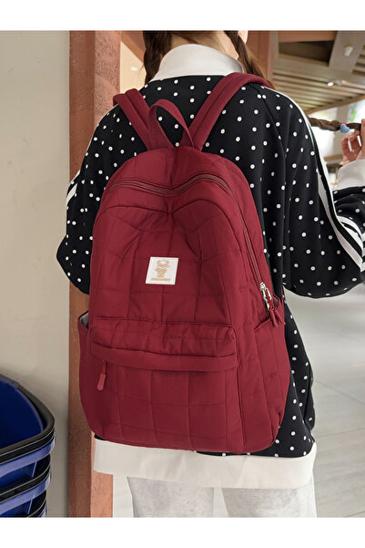 Take Two By Styli Red Quilted Backpack