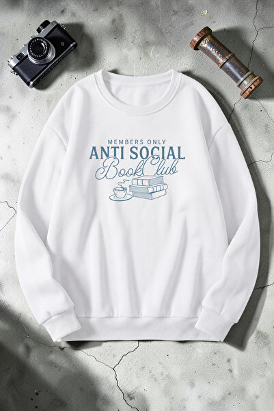uyguntarz Unisex Φούτερ με στάμπα Anti Social και λαιμόκοψη ποδηλάτου