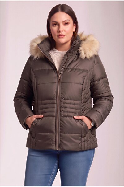 RMG Large Size Quilted Inflatable Coat Lined Brown