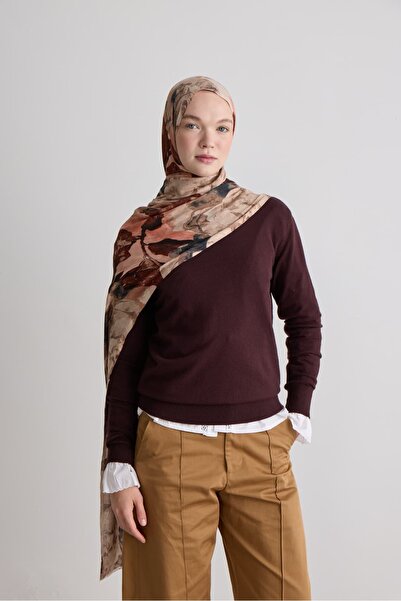 Modakaşmir Antique Rose Pattern Nua Viscose Shawl