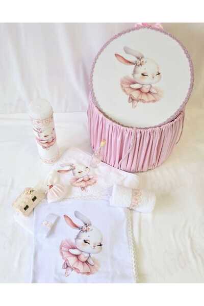 Micul Vip Set de botez personalizat cu iepuraș roz