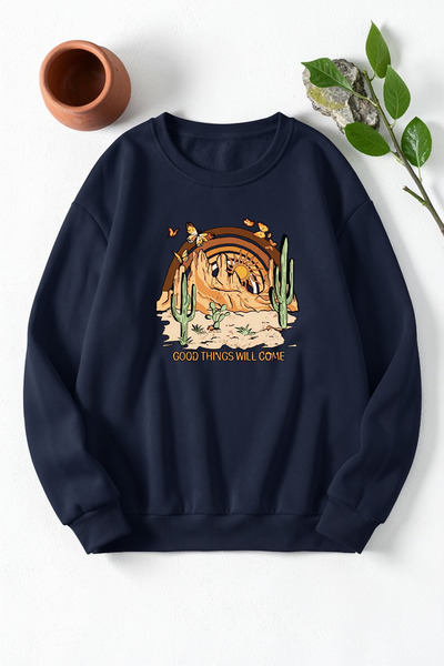 uyguntarz Hanorac unisex cu imprimeu „Good Things Will Come” și guler tip cre...