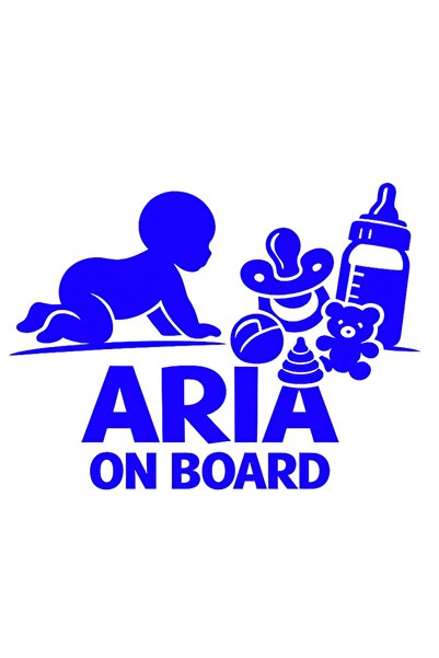 OEM Autocolant auto  "ARIA ON BOARD ", Model Logan, 15cm, Albastru