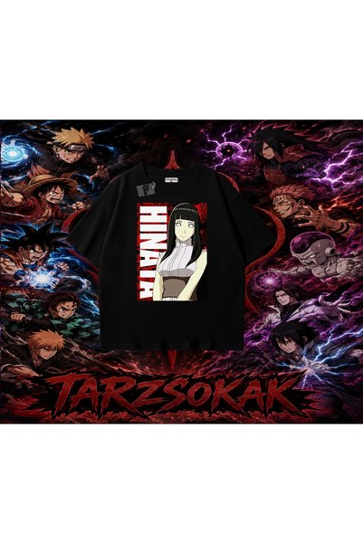 Tarzsokak تي شيرت هيناتا هيوغا ناروتو أنمي كبير الحجم للجنسين باللون الأبيض