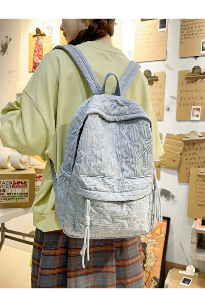 Take Two By Styli Sky Blue Quilted Star Backpack