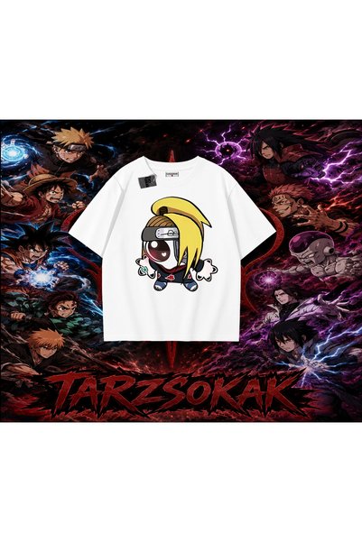 Tarzsokak تي شيرت Deidara Naruto Anime Character كبير الحجم للجنسين باللون ال...
