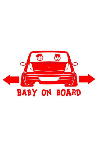 OEM Autocolant auto  "BEBE LA BORD ", Model Logan, 10cm, Roșu