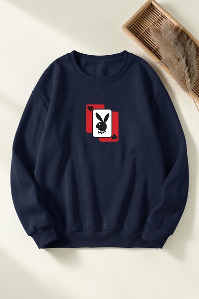 uyguntarz Unisex Playboy Printed Crew Neck Sweatshirt