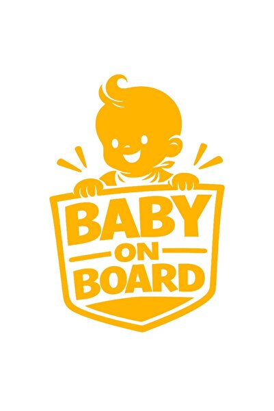 OEM Autocolant auto  "BEBE LA BORD ", Model 4, 15cm, Portocaliu