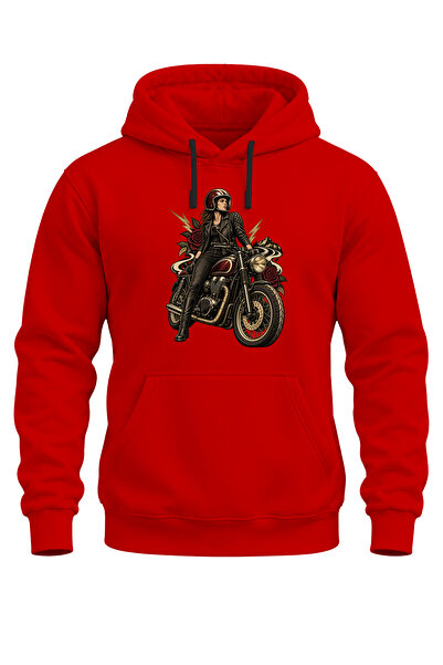 WİDİ Unisex Vintage Women's Biker Printed Hooded Sweatshirt – Biker Motorcycl...