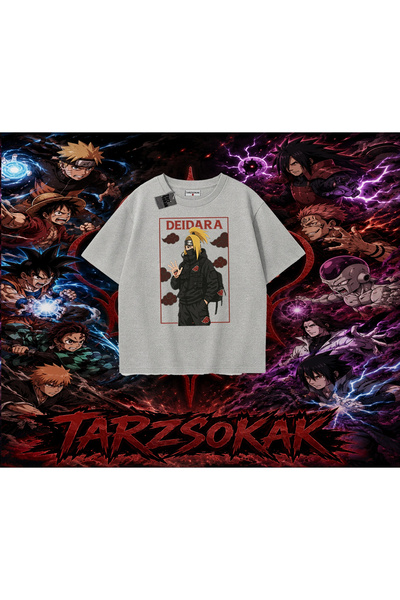Tarzsokak تي شيرت Deidara Naruto Anime Character كبير الحجم للجنسين باللون ال...