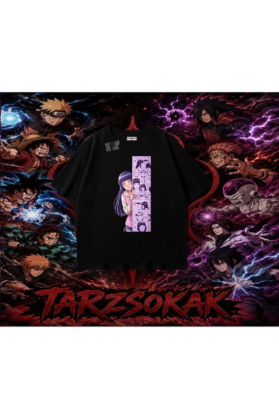 Tarzsokak تي شيرت هيناتا هيوغا ناروتو أنمي كبير الحجم للجنسين باللون الأبيض