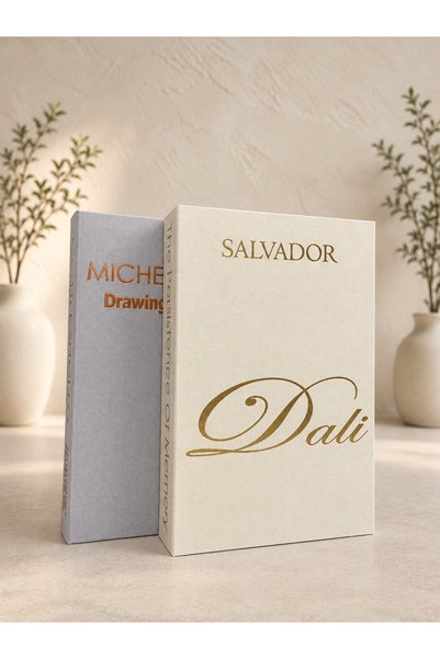 LUMEYA HOME 2’li Dekoratif Kitap Kutu Seti – Krem ve Gri, Michelangelo & Dali...