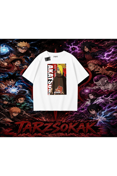 Tarzsokak تي شيرت Deidara Naruto Anime Character كبير الحجم للجنسين باللون ال...