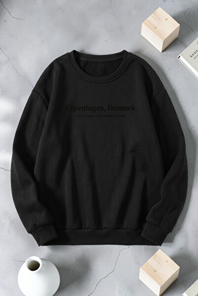 uyguntarz Unisex Φούτερ με στάμπα Κοπεγχάγης, Δανία, με λαιμόκοψη ποδηλάτου