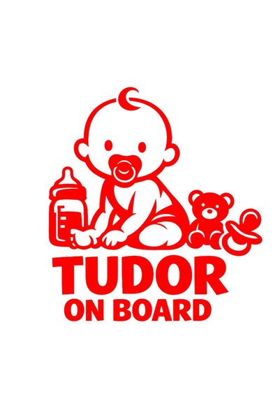 OEM Autocolant auto  "Tudor la bord ", 15cm, Roșu