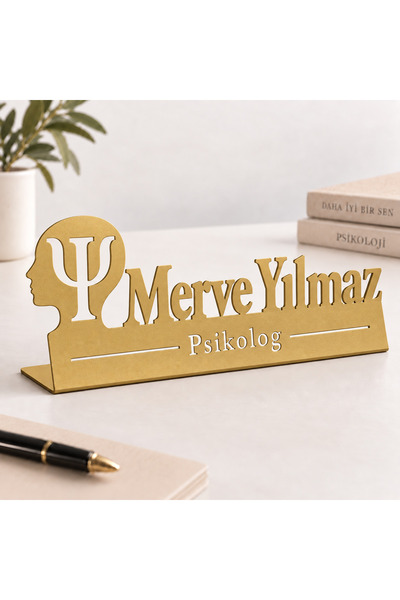 Şifa Taşı Atölyesi Cemile Altuntaş Kişiye Özel Psikolog Masa İsimliği – Metal...