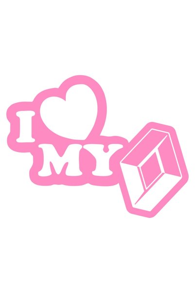 OEM Autocolant auto  "I love my renault", model 1, 10cm, Roz