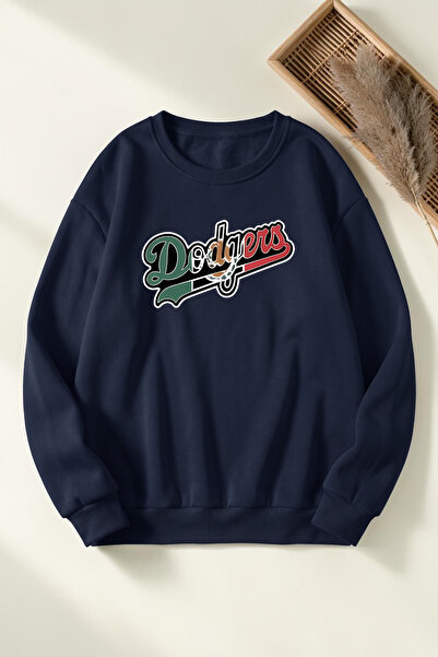 uyguntarz Unisex φούτερ Dodgers με στάμπα και λαιμόκοψη ποδηλάτου