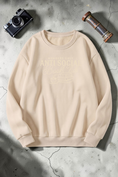 uyguntarz Unisex Anti Social Printed Crew Neck Sweatshirt
