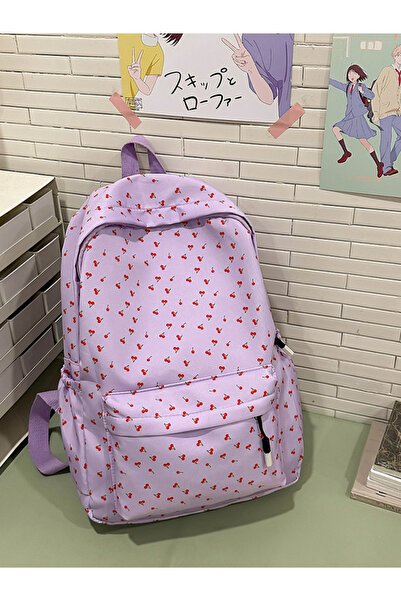 Take Two By Styli Purple Cherry Print Backpack