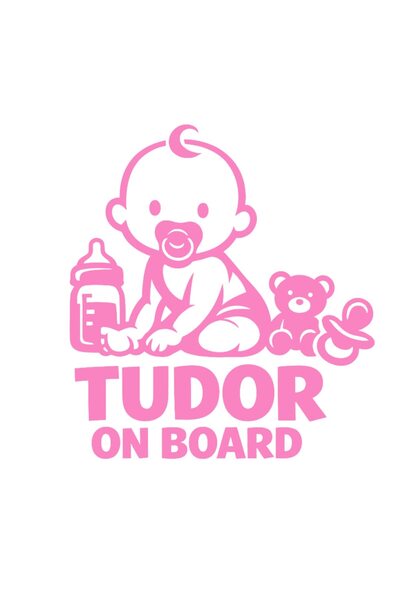 OEM Autocolant auto  "Tudor la bord ", 15cm, Roz