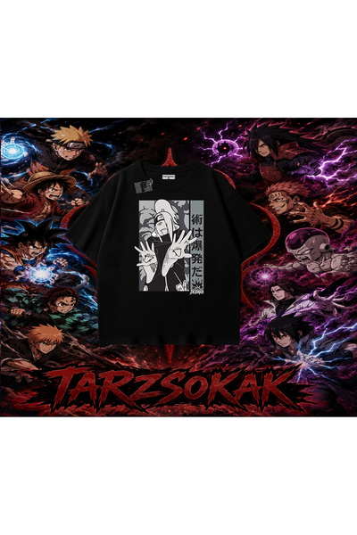 Tarzsokak تي شيرت Deidara Naruto Anime Character كبير الحجم للجنسين باللون ال...