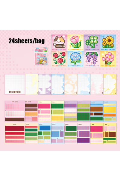 Choice S28477-1 2Style 24pcs/bag Pixel Story Bead Scenery Sticker Book Handbo...