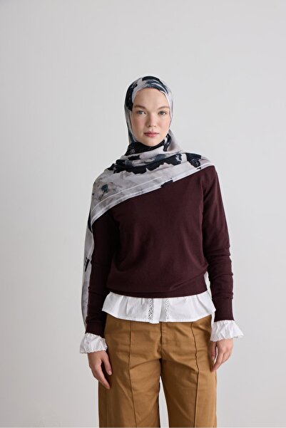 Modakaşmir Antique Rose Pattern Nua Viscose Shawl