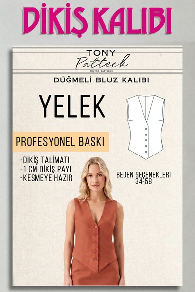 Yelek (YL2) - Hazır Dikiş Kalıbı (34-58 Beden)