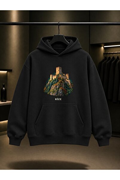fame-stoned Rize Zil Kale Printed Unisex 100% Cotton Hooded Sweatshirt