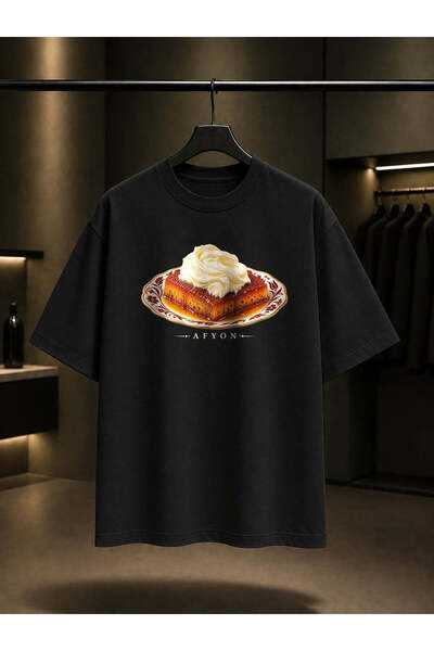 fame-stoned Afyon Kaymaklı Ekmek Kadayıfı Printed Unisex 100% Cotton T-Shirt