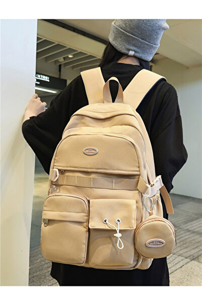 Take Two By Styli Khaki Plain Backpack