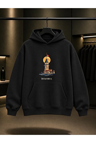 fame-stoned Φούτερ με κουκούλα Istanbul Maiden's Tower με στάμπα, Unisex, 100...