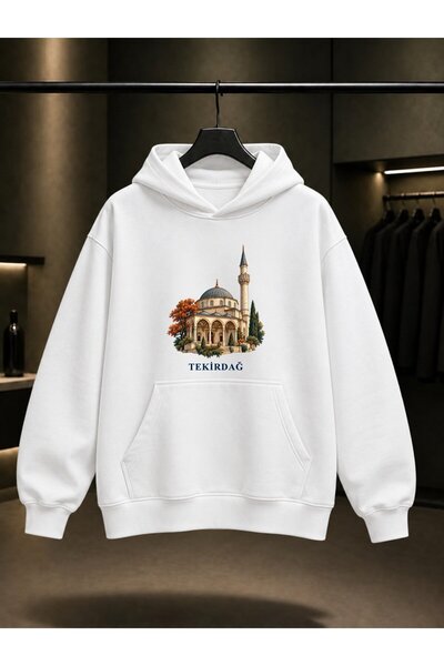 fame-stoned Tekirdağ Rüstem Paşa Mosque Printed Unisex 100% Cotton Hooded Swe...