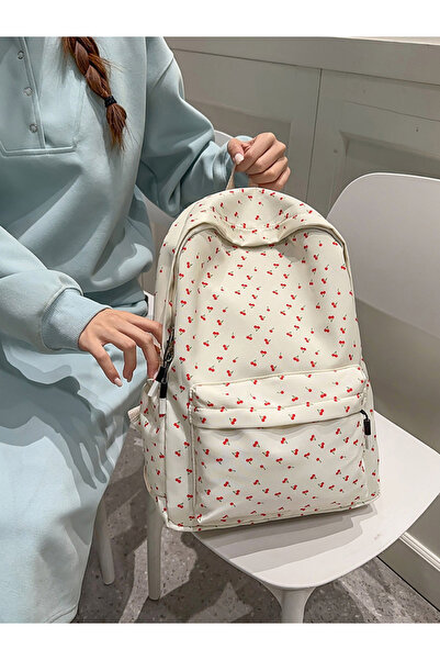 Take Two By Styli White Cherry Print Backpack